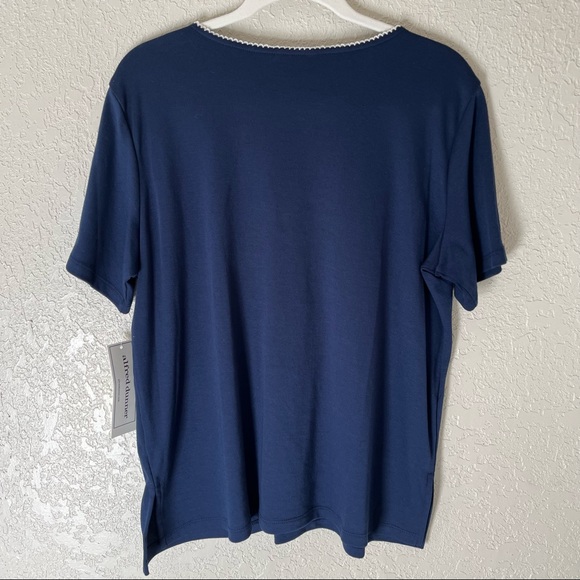 Alfred Dunner women’s Island hopping 2020 short sleeve shirt, medium, navy blue - Picture 2 of 8